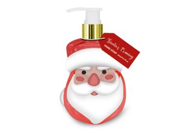 China Santa Claus Shaped Painting Bottle 495ml Hand Soap For Christmas for sale