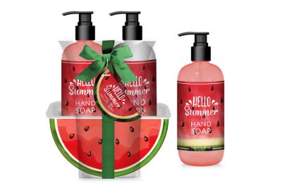 China 2pcs Organic Hand Soap And Lotion Set Watermelon Scent for sale