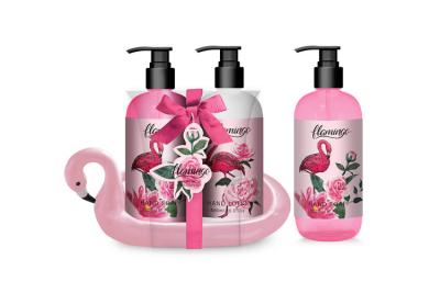 China Swan Ceramic Tray Hand Soap And Lotion Gift Set 2pcs for sale