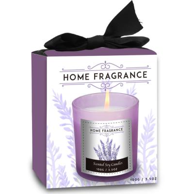 China Paper Box 100g Scented Soy Candles With Lavender Scent for sale