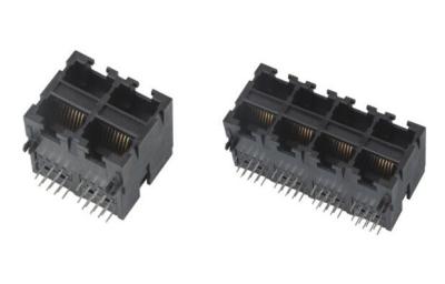 China 2 x 2 / 2 x 4 Port 90 Degree RJ45 Connector Without EMI PBT Housing for sale