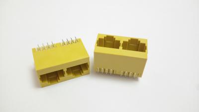 China Yellow 2 Port  RJ45 Female Jack 180 Degree 8 Pin Without Transformer LED for sale