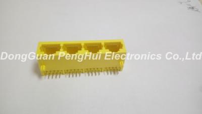 China 1x4 Port 90 Degree 8P8C Plastic RJ45 Modular Jack  Color  Yellow Tab down for sale
