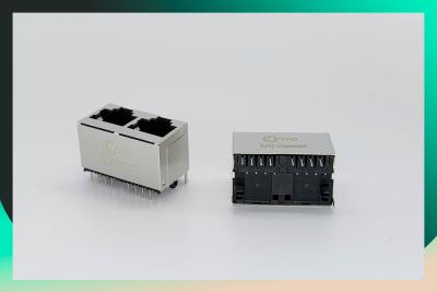 China PHC 1x2 Network Connector Rj45 PH52E88-21210XX Through Hole Solder Termination for sale