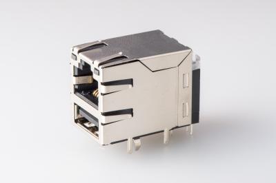 China Ethernet 8P8C Jack protegido do gato 5 do conector Rj45 do RJ45 USB fêmea com magnético à venda