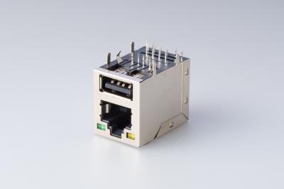 China RJ45 USB 2.0 Stack Embedded Board , Rj45 Ethernet Jack Tab Up Without Transformers for sale