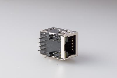 China Vertical 90 Degree RJ45 With Transformer 8 Pin Single Port With Shield And LED for sale
