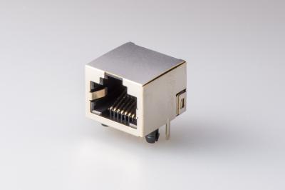 China 90 Degree RJ45 Connector Without Led , RJ45 Modular Jack 1 X 1  Emi Tab-Up Shielded for sale