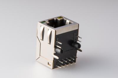 China Surface Mount RJ45 With Transformer 10 / 100Base - T Female PCb Jack Tab Up for sale