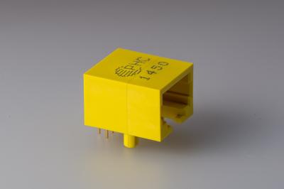 China 90 Degree 8P8C Single Port Plastic RJ45 Ethernet Jack Color Yellow Tab down for sale