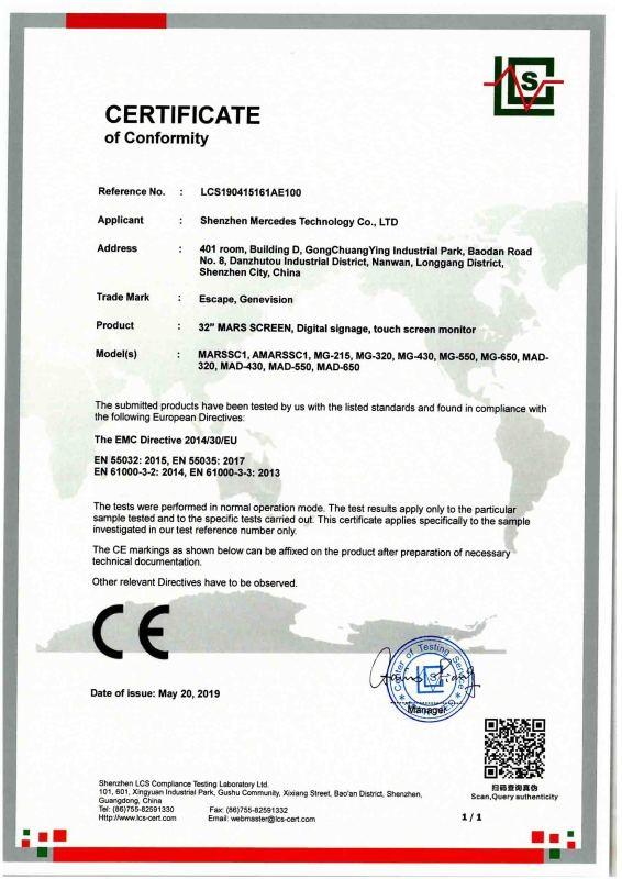 CE certificate 2019 - Shenzhen MercedesTechnology Co., Ltd.
