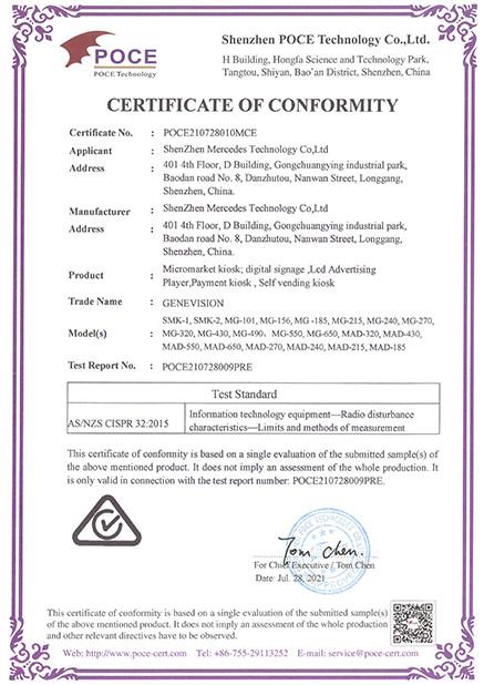 RCM Certificate 2021 - Shenzhen MercedesTechnology Co., Ltd.