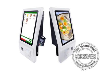 China 21.5 Inch Desktop Ordering Kiosk Machine Inbuilt QR Barcode 80mm Terminal Printer for sale