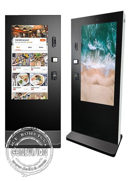 55 Inch Self Service Kiosk Contactless Payment Outdoor Floor Standing