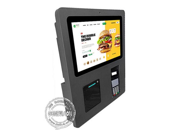 Face Recognition Camera Cashless Self Ordering Kiosk In Restaurant 15.6 Inch