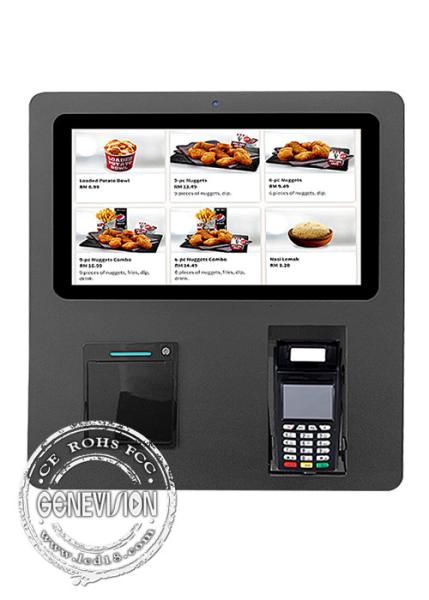 POS Credit Card Reader Receipt Printer 15.6 Inch Self Service Kiosk With Camera