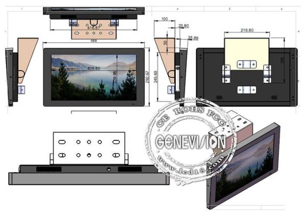 Durable 18.5 Inch Bus Digital Signage Display With Toughened Glass Panel