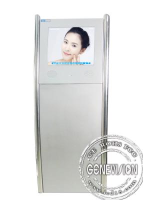 China 19inch Capacitive Touch Screen Kiosk Silver Slim Commercial Display Curved-shape Advertising Kiosk for sale