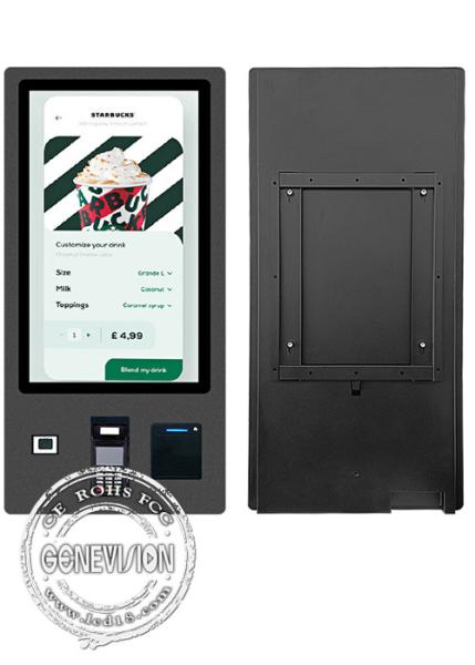 Black 32 Inch Wall Mount Self Service Printing Kiosk For Bank Hotel