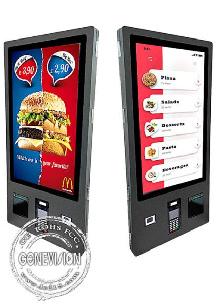 Black 32 Inch Wall Mount Self Service Printing Kiosk For Bank Hotel