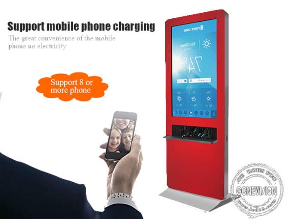 Floor standing Android OS wifi touch Kiosk Digital Signage LCD ad player / mobile phone charging station