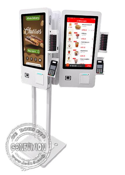 WiFi Dual Screen 24 Inch Self Service Payment Kiosk , Touch Screen Self Ordering Kiosk