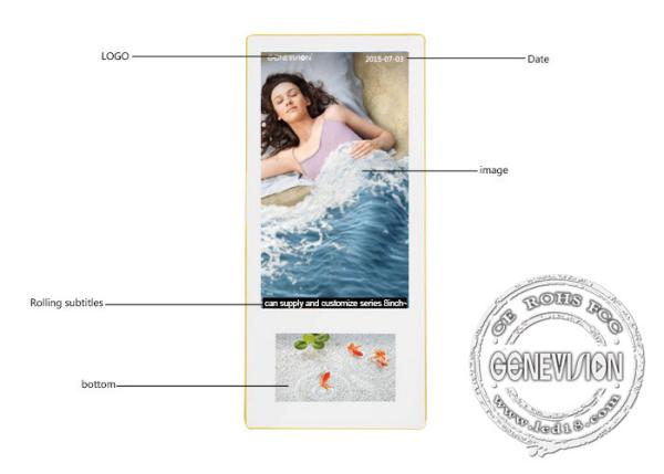 Wall Hanging Vertical Digital Photo Frame / Elevator Digital Signage Display 21.5 Inch Super Slim