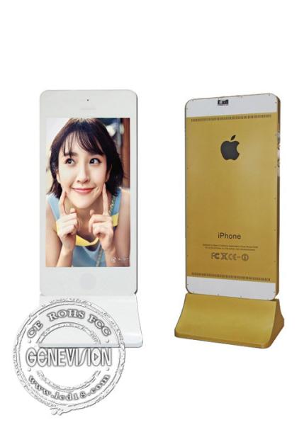 Golden 43 Inch Iphone Style Touch Screen Kiosk Totem Networkd Display Managing Software