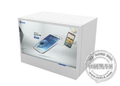 China White Touch Screen Transparent Lcd Showcase With Android System / Remote Control for sale