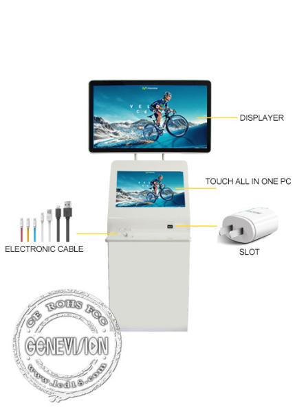 PCAP Landscape LCD Touch Screen Digital Signage Information Kiosk , Plug Socket Touch Computer Totem