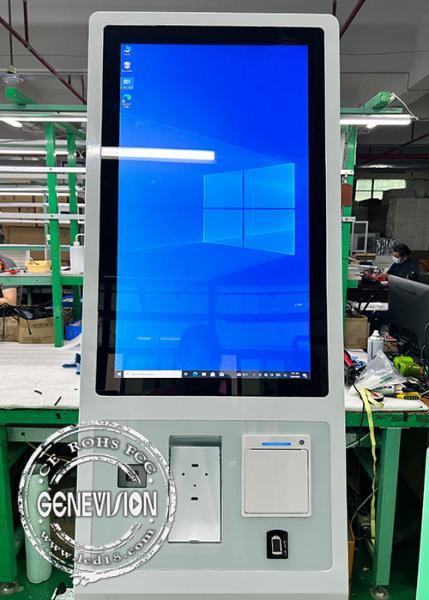 Palmprint Reader White Led Strip Fingerprint Self Service Kiosk Machine 27 Inch Windows Pc All In One