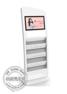 China 19 Inch Magazine Holder Advertising Standee Usb Update Media Kiosk With Book Shelves for sale