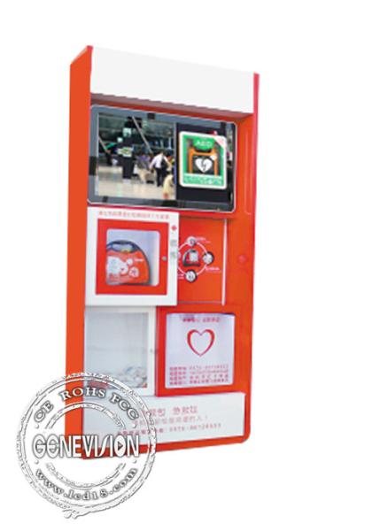 Lcd Display Cabinet Kiosk Digital Signage With Wifi , Aed Emergency Cardiac First Aid Advertising Station