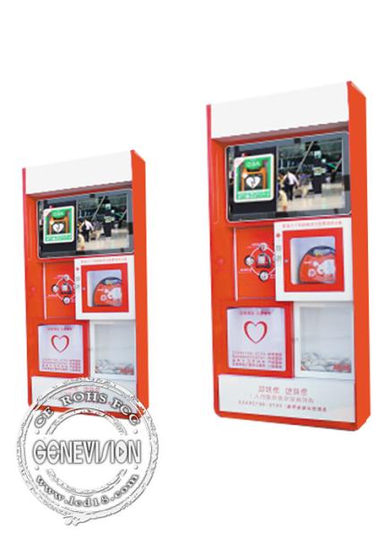 Lcd Display Cabinet Kiosk Digital Signage With Wifi , Aed Emergency Cardiac First Aid Advertising Station