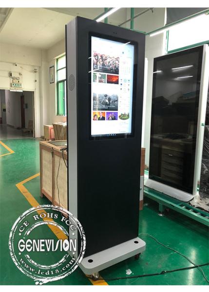 Movable 32 Inch Win10 Advertising Standee Computer With Wheels , 1500cd / M2