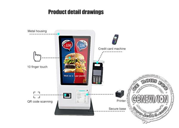 Desktop 15.6inch Android11 System 2G 16G Self Service Payment Kiosk with Qr Scanner and 80mm Terminal Printer POS