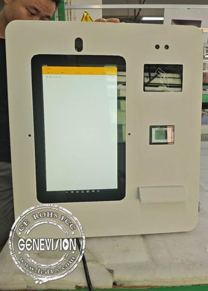 15.6inch Cashless Payment Kiosk with Inbuilt Sticker Printer Camera Microphone NFC and QR Code Scanner Waterproof