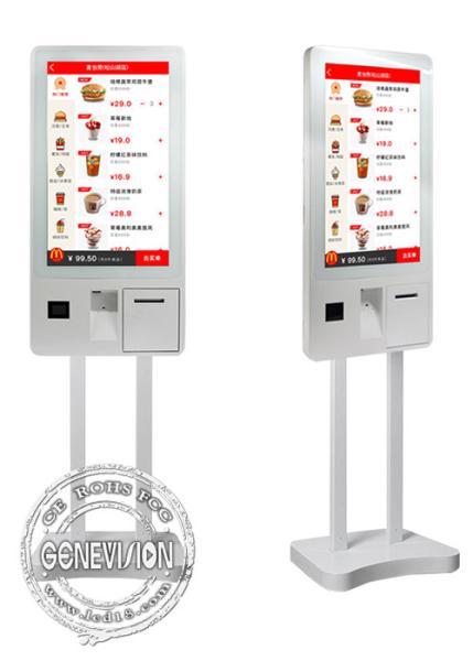 32 Inch PCAP Touch Screen Self Payment Kiosk Windows10 Ordering Machine Kiosk With Thermal Printer