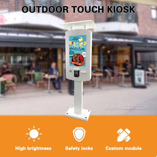 21.5-43 Inch Restaurants Outdoor Payment Kiosk With POS Reading Two D Code Scanning