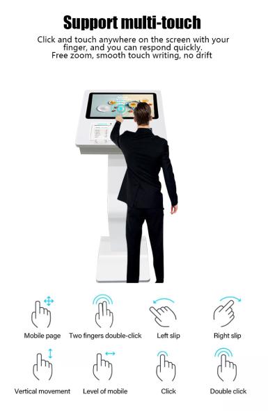 15.6 Inch WiFi Scanner Landscape Self Service Touch Screen Kiosk With Printer Free Standing