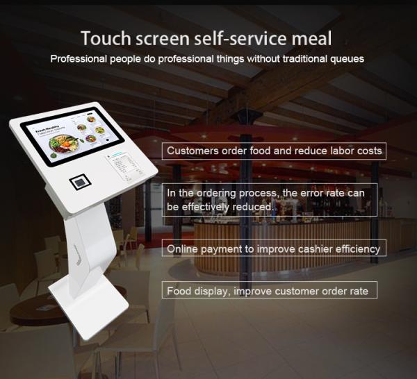 15.6 Inch WiFi Scanner Landscape Self Service Touch Screen Kiosk With Printer Free Standing