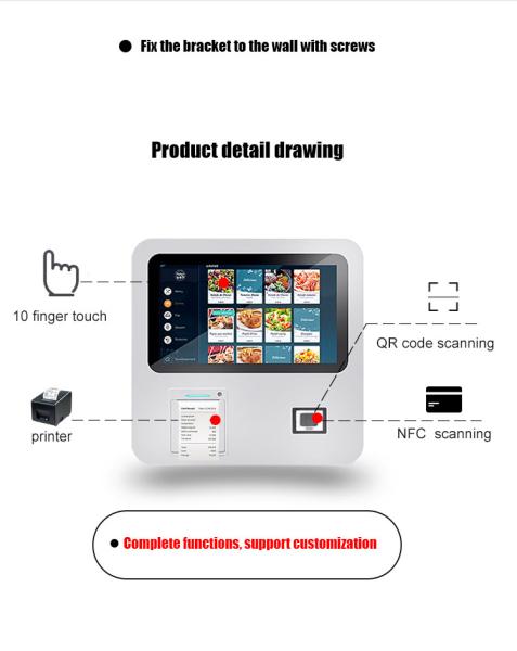 15.6 Inch WiFi Wall Mount Self Service Payment Touch Screen Kiosk Supporting Customization