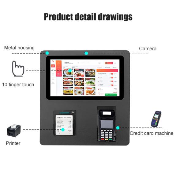 15.6 Inch WiFi Landscape Self Service Kiosk With Printer And Scanner Black Color