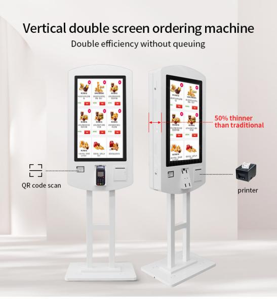 32 Inch Double Side Touch Screen Ordering Kiosk Self Service For Restaurant