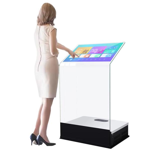 Crystal Holographic Touch Screen Podium Kiosk With Projector For Exhibition Center