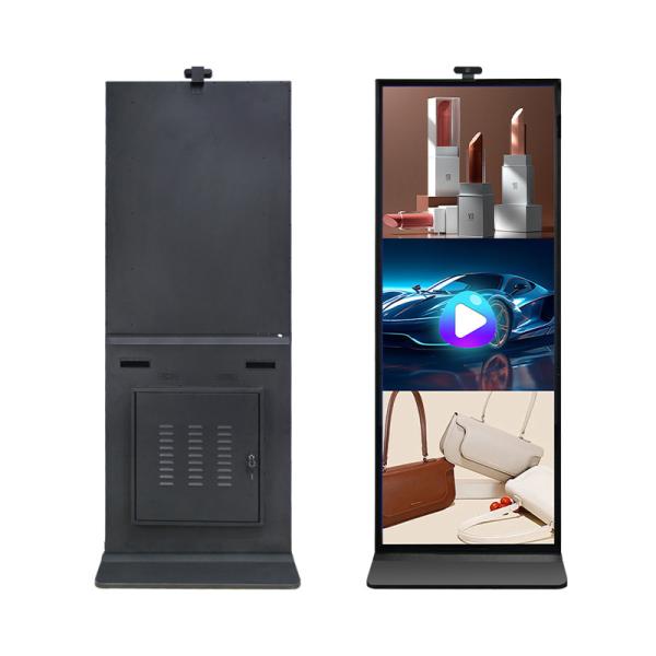 70'' Vertical Full Screen 4K IR Touch Screen LCD Stretched Advertising Kiosk With Camera