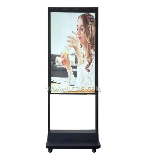 Ultra Thin Floor Standing 43 49 55inch double screen Adroid Window Display With Aluminum Frame