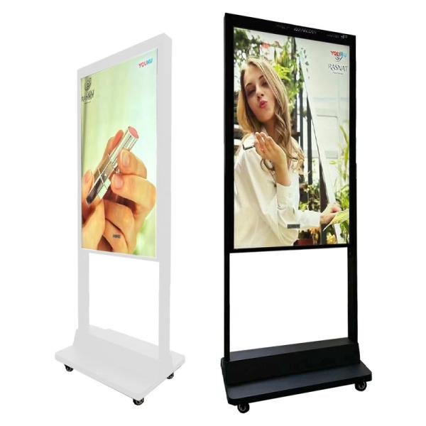 Ultra Thin Floor Standing 43 49 55inch double screen Adroid Window Display With Aluminum Frame