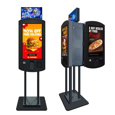 China 32 Inch Nvidia Gefore RTX 4060 Chipset QSR Double Side Self Service Payment Kiosk With Led Box for sale