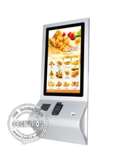 32 Inch Kiosk Digital Signage Capacitive Touch Self Ordering Service Printer Scanner